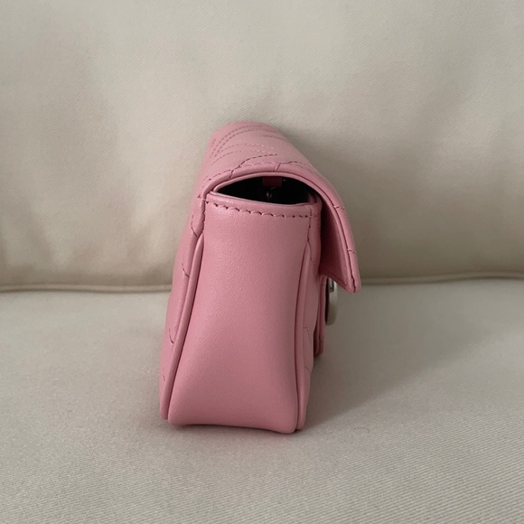 SOLD❗️GUCCI GG Marmont Matelassé Leather Super Mini Bag, Pink - Picture 10 of 16